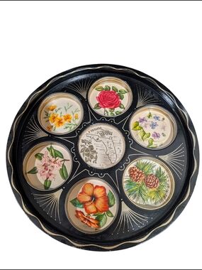 Florida Souvenir Drink Tray Metal Mid Century Metal Serving Tray Gulf of Mexico